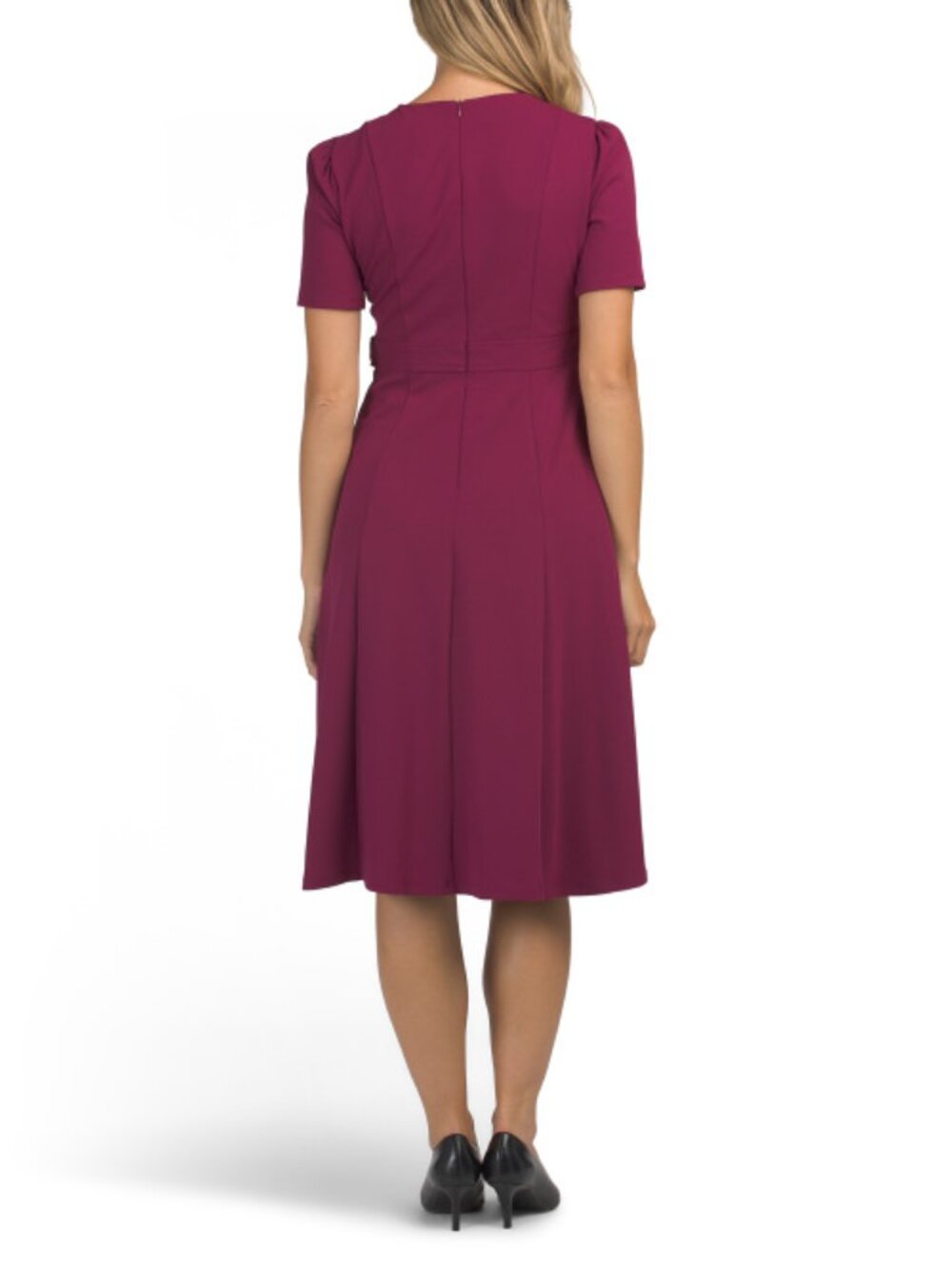 LONDON TIMES Side Tab Fit And Flare Dress - Picture 2 of 3